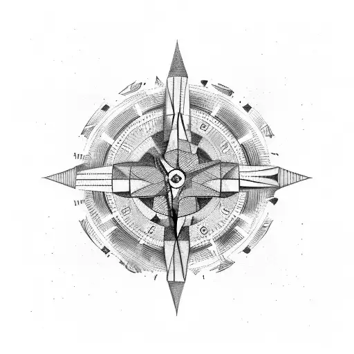 lion timewatch tower compass plane anchor tattoo design idea