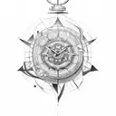 lion timewatch tower compass plane anchor tattoo design idea