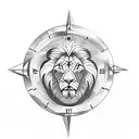 lion timewatch tower compass plane anchor tattoo design idea