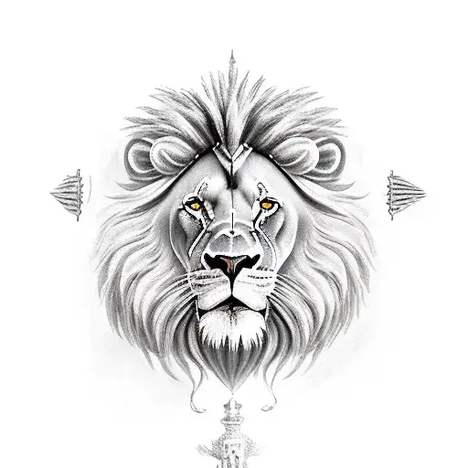 gladiator with lion tattoo design idea