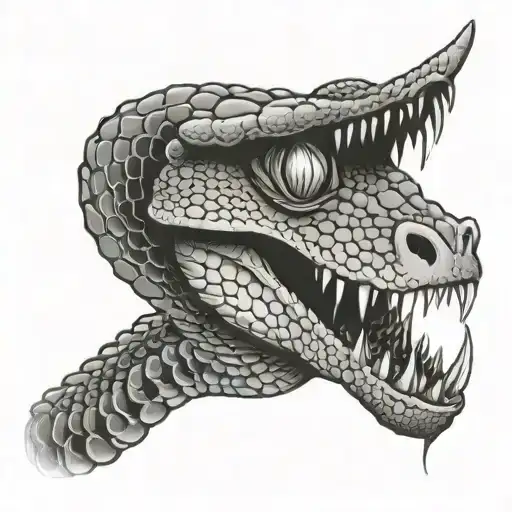 rattlesnake  head only facing right with tongue    tattoo design idea