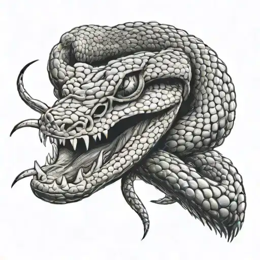rattle snake head open  tattoo design idea
