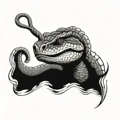 rattlesnake head facing right with tongue out  tattoo design idea