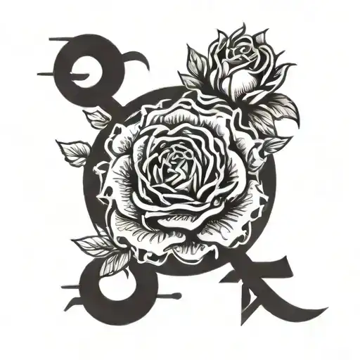 Kanji with Roses  tattoo design idea