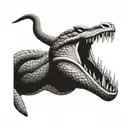 rattlesnake head facing right with tongue out  tattoo design idea