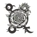 Kanji with Roses  tattoo design idea