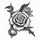 Kanji with Roses  tattoo design idea