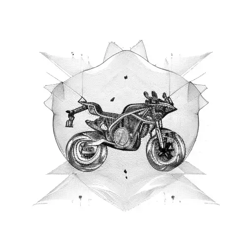EKG with motorcycle  tattoo design idea