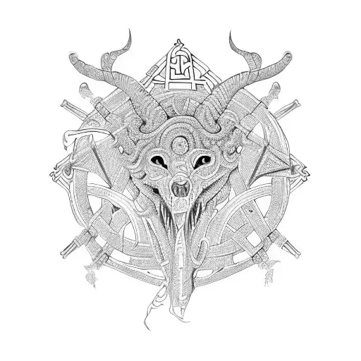 Opened human jaw in Celtic pattern style tattoo design idea