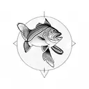 Minnesota outline with brown trout inside tattoo design idea