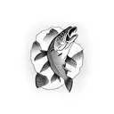 Minnesota outline with brown trout inside tattoo design idea