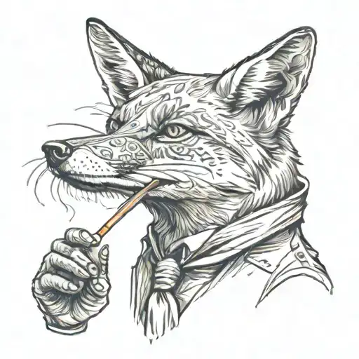A Fox Smoking Cigarette Tq7g1SGTsumVWeQ1fFS6wt Surrealism Tattoo