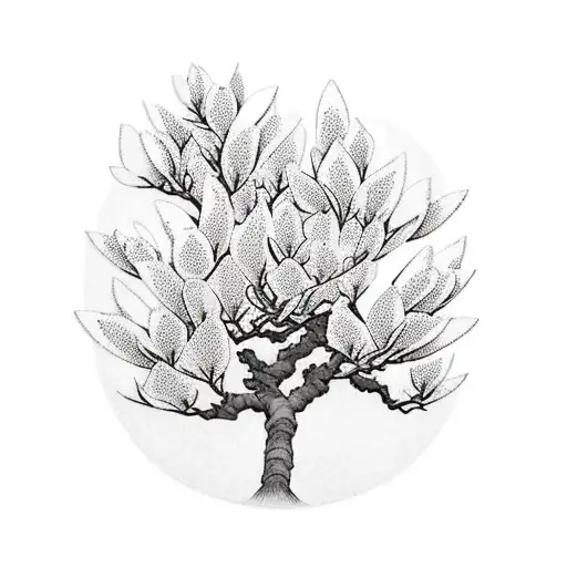 Magnolia tree with branches tattoo design idea