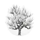 Magnolia tree with branches tattoo design idea
