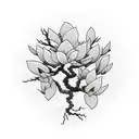 Magnolia tree with branches tattoo design idea