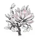 Magnolia tree with branches tattoo design idea