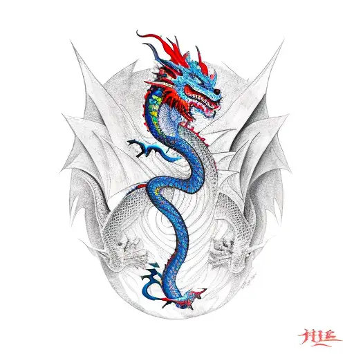 Dragon with ronin tattoo design idea