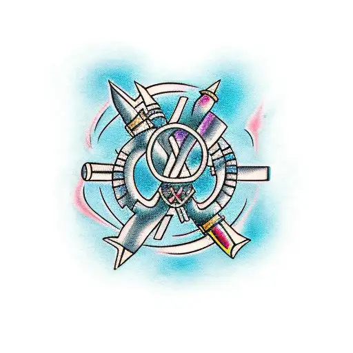 caduceus staff for back body part tattoo design idea