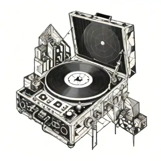 record player tattoo design idea