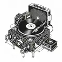 record player tattoo design idea