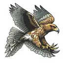 flying red tailed hawk geometric tattoo design idea