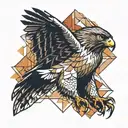 flying red tailed hawk geometric tattoo design idea