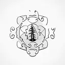 A puzzle piece shaped like a polar bear paw print, with a nature scene inside tattoo design idea