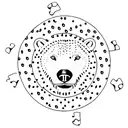 A puzzle piece shaped like a polar bear paw print, with a nature scene inside tattoo design idea