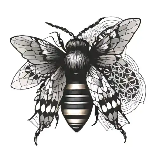 bee. beetle. butterfly. wasp perched tattoo design idea
