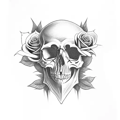 kings Skull and Roses tattoo design idea