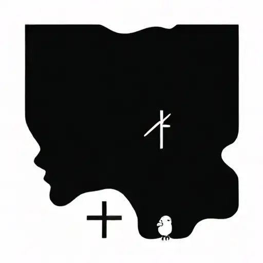 three chicks, one of intertwined with a leukemia ribbon, and a cross in the background  tattoo design idea