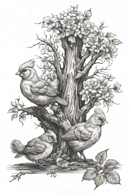 two baby chickens and a squirrel  tattoo design idea
