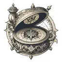 3 dimensional compass with a person meditating inside of it tattoo design idea