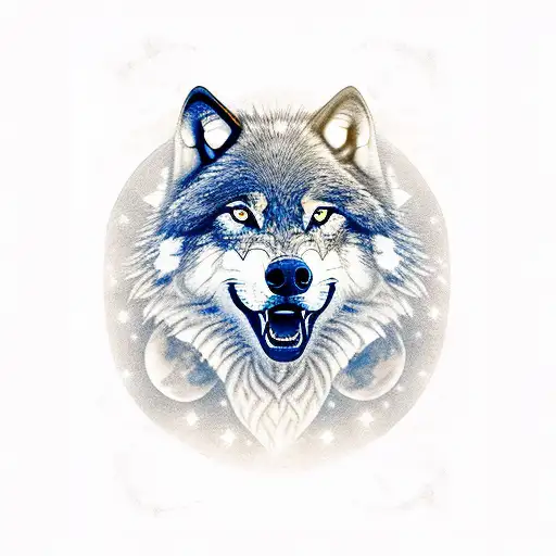 A majestic wolf howling at the moon tattoo design idea