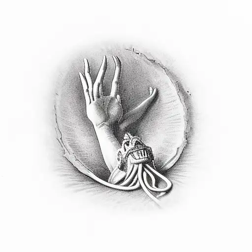 Job from the bible laying on the ground reaching out tattoo design idea