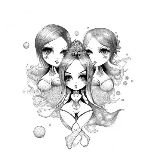 chibi sexy lady tattoo design idea