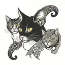 cat, 3 heads tattoo design idea