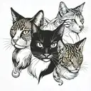 cat, 3 heads tattoo design idea