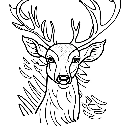 Deer near a stream and a fig tree tattoo design idea