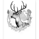 a Deer near a river and a fig tree tattoo design idea