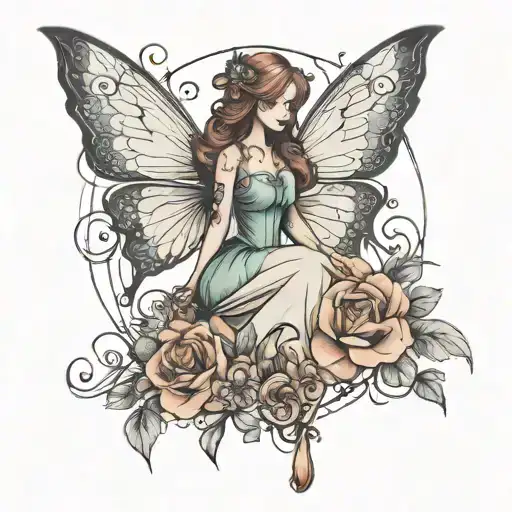 fairy tale free hand minimalist tattoo design idea