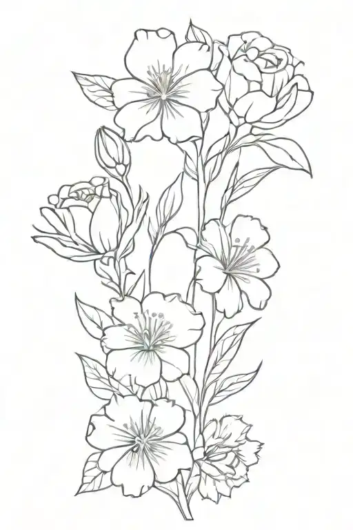 September, October, August birth flower bouquet tattoo design idea
