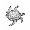 tiny watercolor sea turtle tattoo design idea