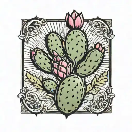  prickly pear cactus tattoo design idea