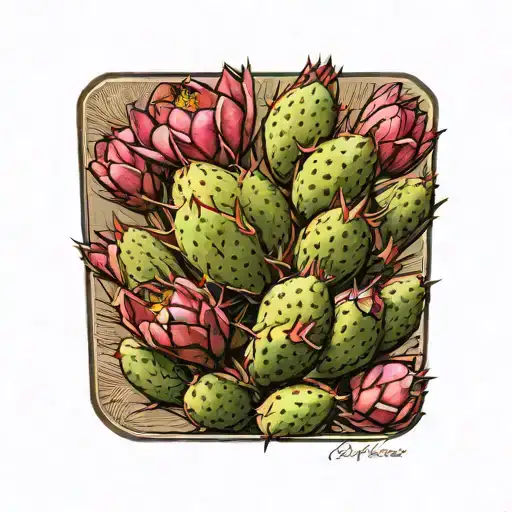 prickly pear cactus tattoo design idea
