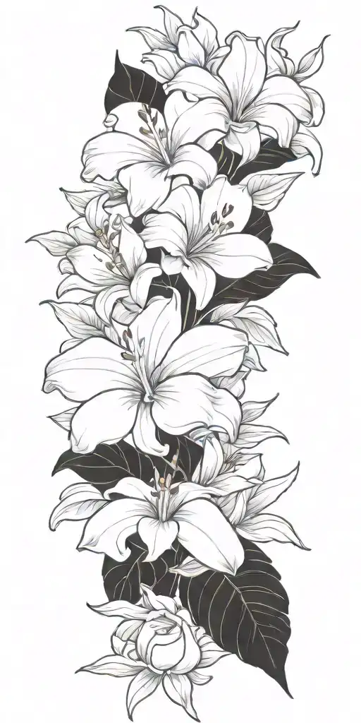 tropical flowers beach tattoo design idea