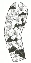 tropical flowers beach tattoo design idea