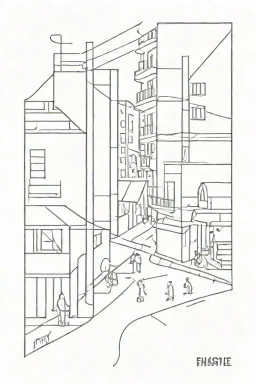 busy street abstract tattoo design idea