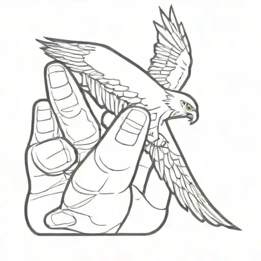 finger nail polish eagle tattoo design idea