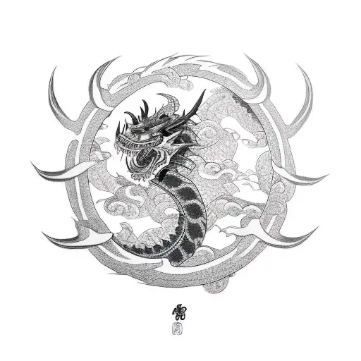 Black Dragon, ninja  tattoo design idea